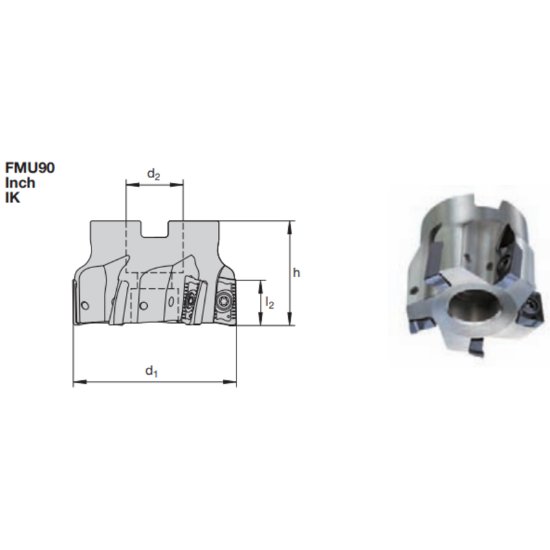 Picture of LMT Fette FMU90A17.400ADIF Milling 90.0°, Face Mill Milling Cutter 4.000 Cutter Diameter